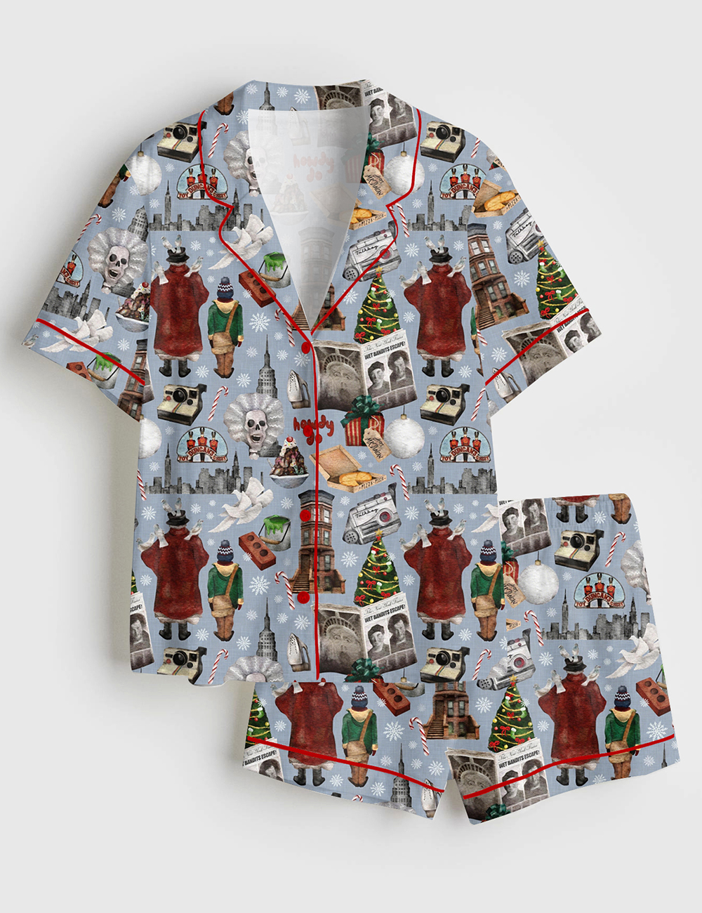 Womenâ€™s Home Alone Movies Kevin Mccallister Christmas Movie Short Sleeve Satin Pajama Set