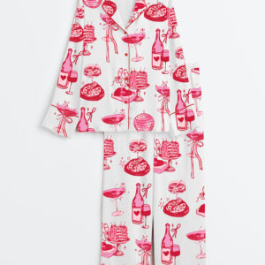 Women's Homebody Cocktail Girl Social Club Retro Disco Ball Margarita Print Long Sleeve Satin Pajamas Set