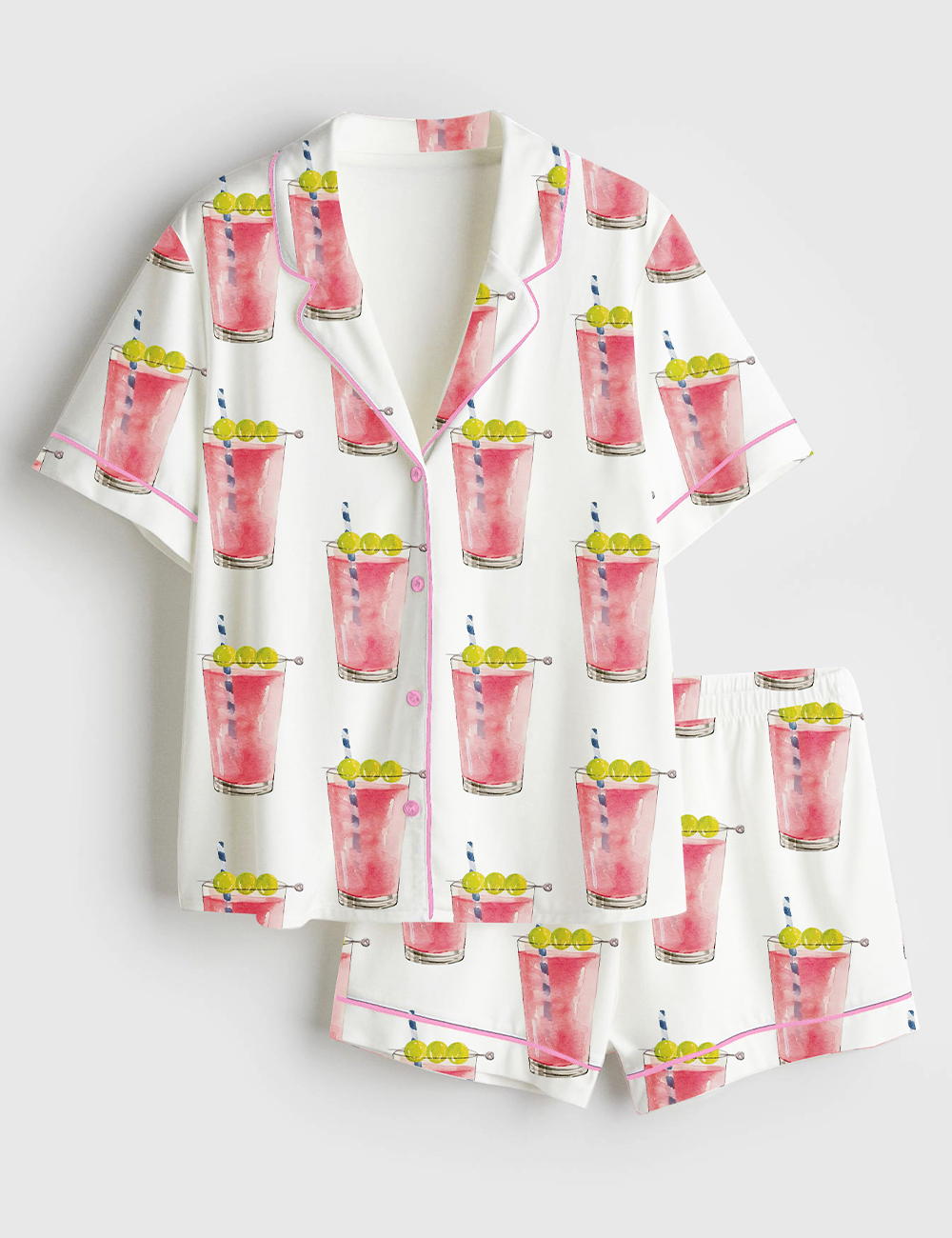 Womenâ€™s Honey Deuce Cocktail Us Open Tennis Short Sleeve Satin Pajama Set