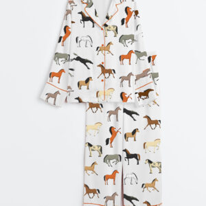 Women's Horse Long Sleeve Satin Pajama Set