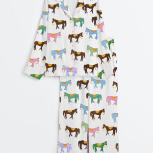 Womenâ€™s Horse Print Long Sleeve Satin Pajama Set