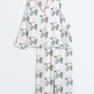 Womenâ€™s How Many Nights A Week Should You Be Reading 6-7 Pigeon Elephant Piggie Long Sleeve Satin Pajama Set