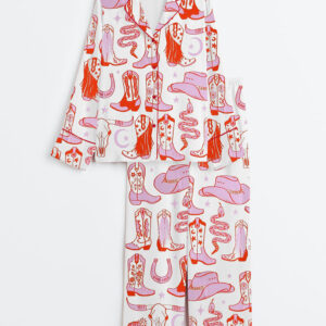 Women's Howdy Cowgirl Long Sleeve Satin Pajama Set