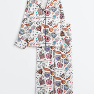 Womenâ€™s HP Wizard School Wizard Academy Magic School Long Sleeve Satin Pajama Set