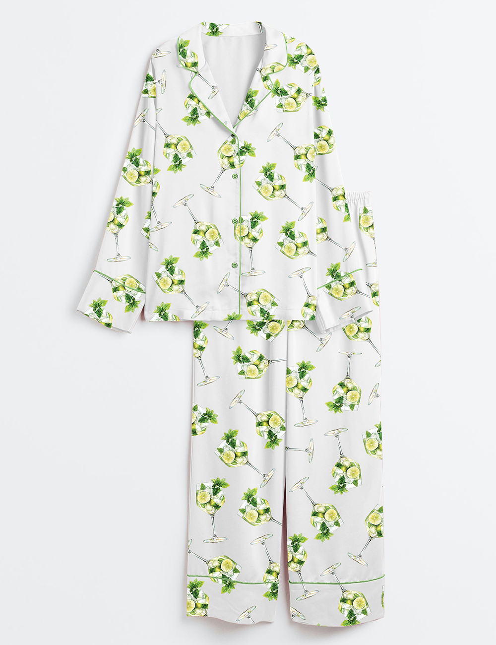 Womenâ€™s Hugo Spritz Watercolor Cocktail Long Sleeve Satin Pajama Set