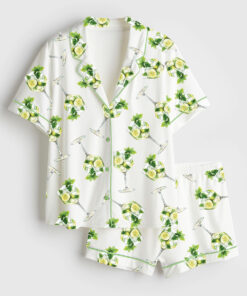 Women's Hugo Spritz Watercolor Cocktail Short Sleeve Satin Pajama Set