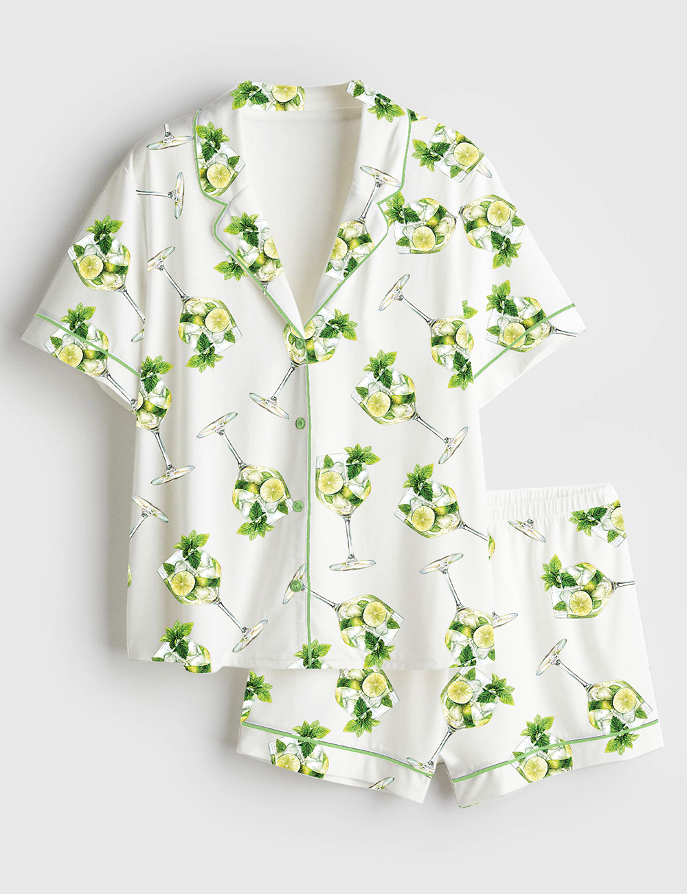 Womenâ€™s Hugo Spritz Watercolor Cocktail Short Sleeve Satin Pajama Set