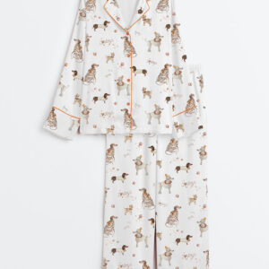 Womenâ€™s I Love Dogs Long Sleeve Satin Pajama Set