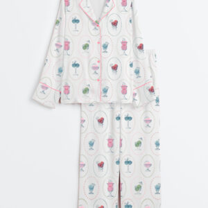 Women's Ice Cream Long Sleeve Satin Pajama Set