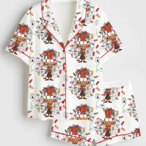 Women's I'm Fine Everything Is Fine Short Sleeve Satin Pajama Set