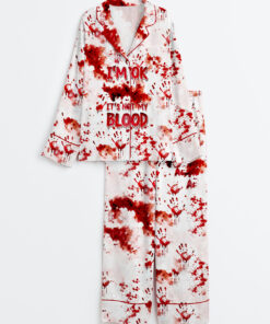 Women's I'm OK It's Not My Blood Halloween Long Sleeve Satin Pajama Set