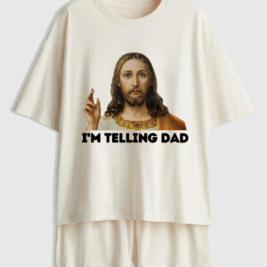 Women's I'm Telling Dad Short Sleeve Pajamas Set