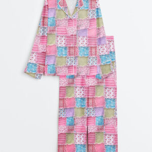 Womenâ€™s In October We Wear Pink Breast Cancer Awareness Long Sleeve Satin Pajama Set