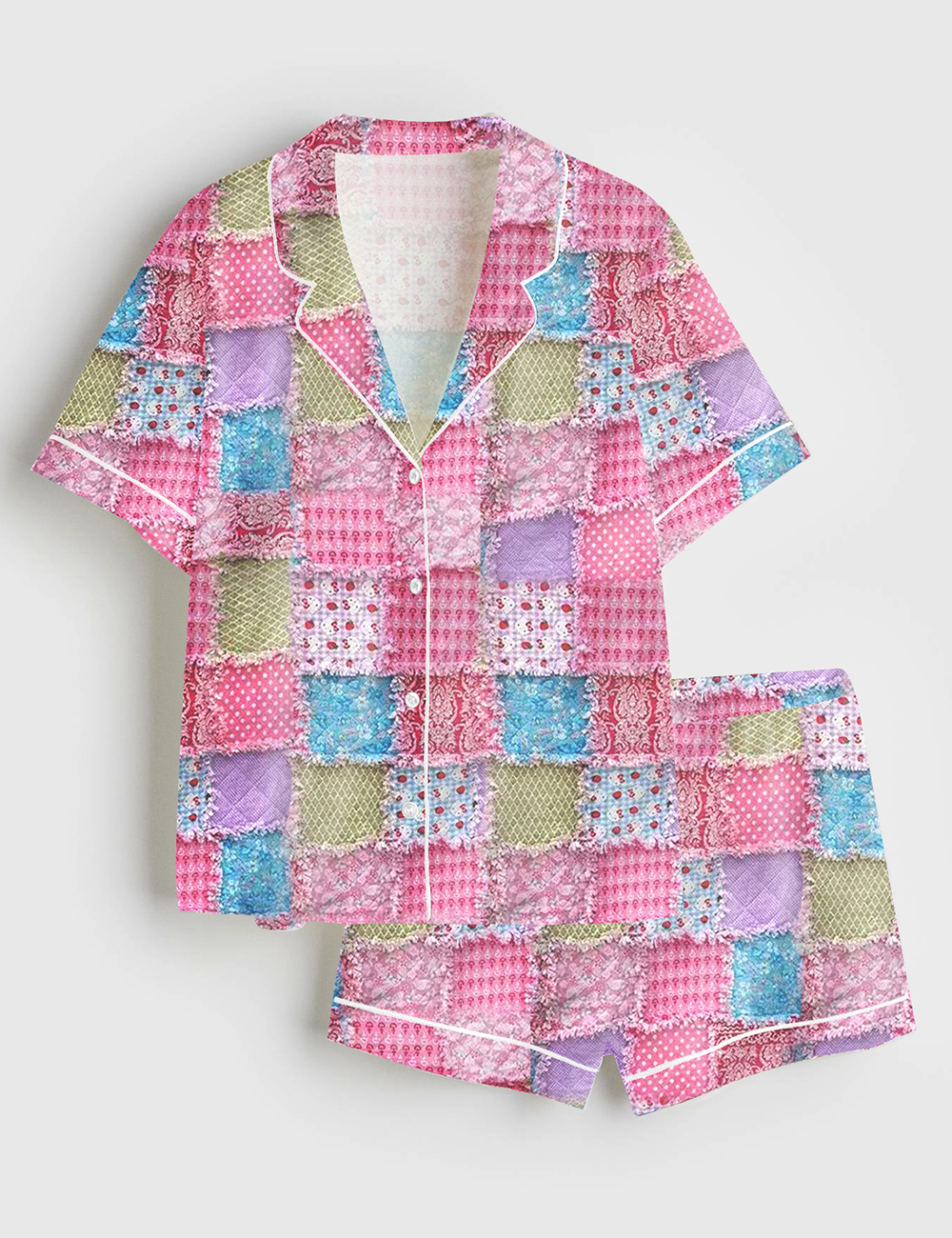 Womenâ€™s In October We Wear Pink Breast Cancer Awareness Short Sleeve Satin Pajama Set