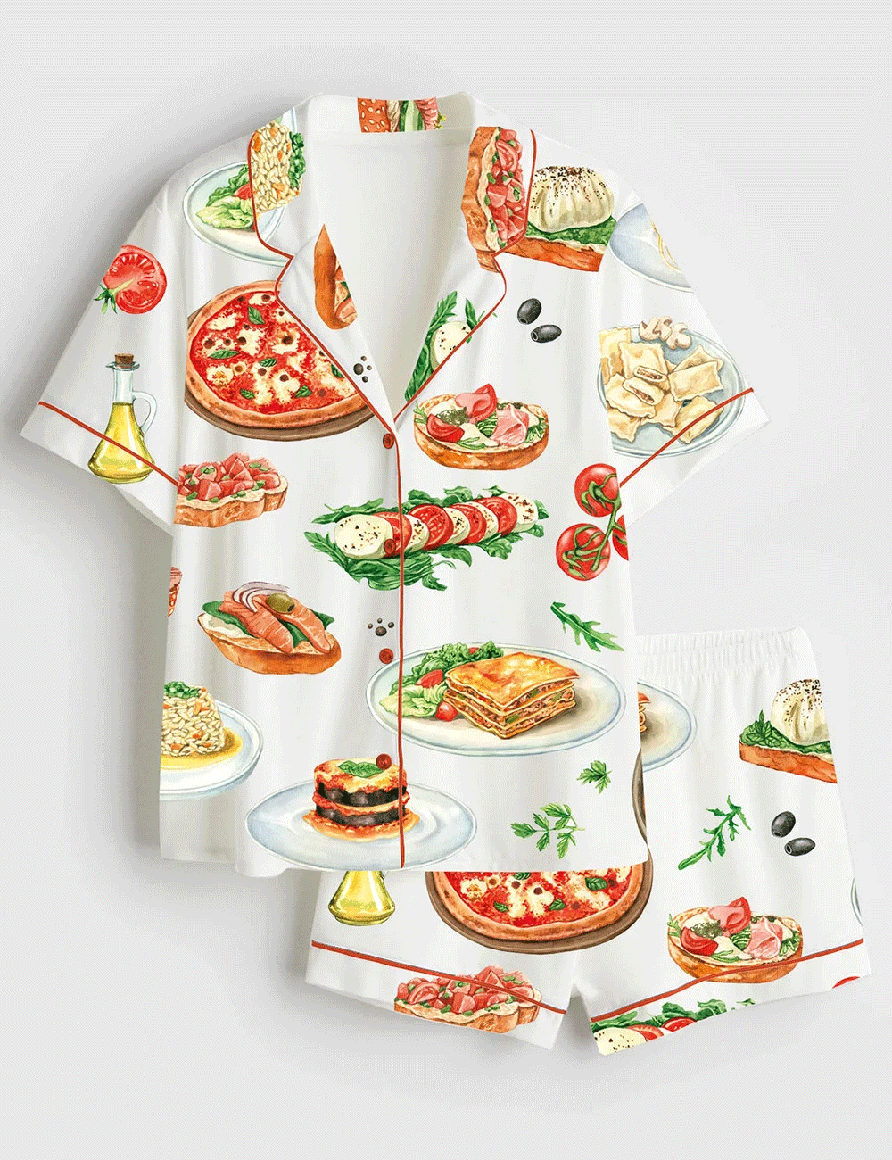 Women's Italian Food Pizza Pajamas Set