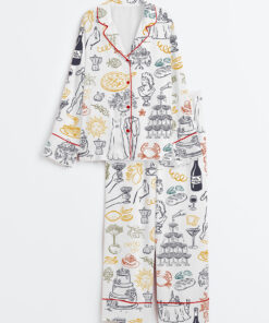 Women's Italian Wedding Long Sleeve Satin Pajama Set