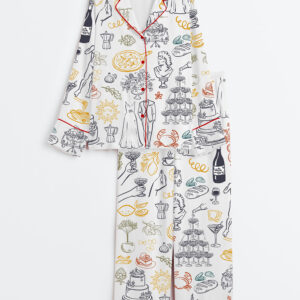 Women's Italian Wedding Long Sleeve Satin Pajamas Set