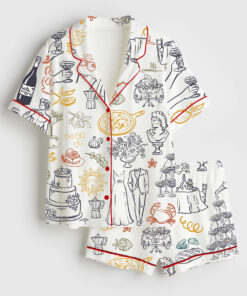 Women's Italian Wedding Short Sleeve Satin Pajama Set