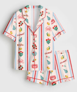 Women's Italy Drawing La dolce vita Short Sleeve Satin Pajama Set