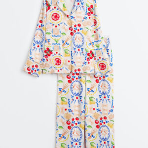 Womenâ€™s Italy Travel Italian Girl Summer La Dolce Vita Amalfi Coast Portofino Print Long Sleeve Satin Pajama Set