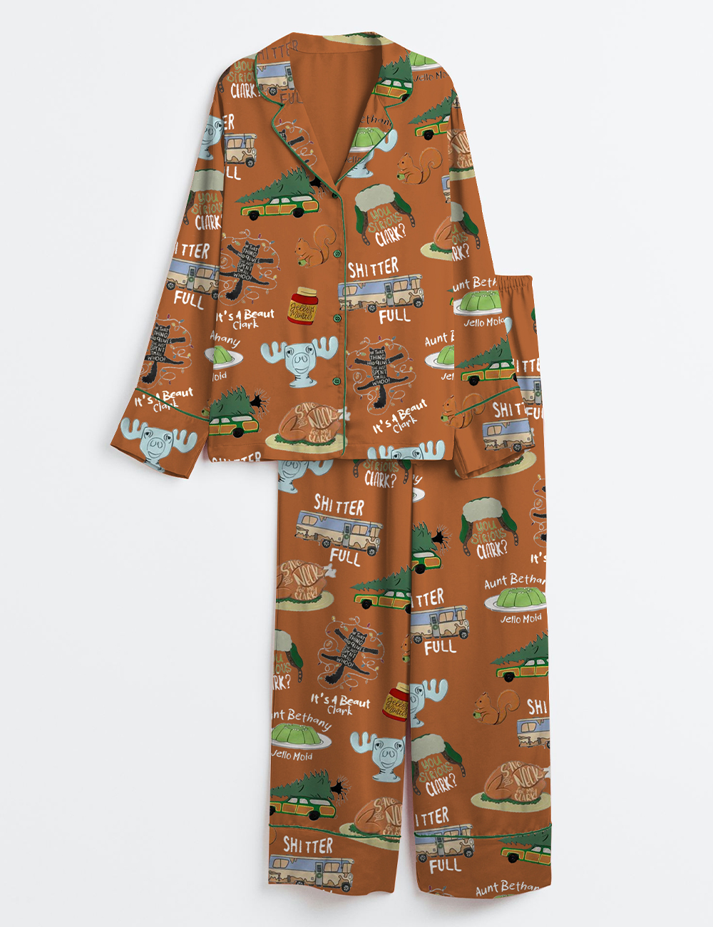 Women's It's A Beaut Clark Christmas Vacation Long Sleeve Satin Pajamas Set - Image 8