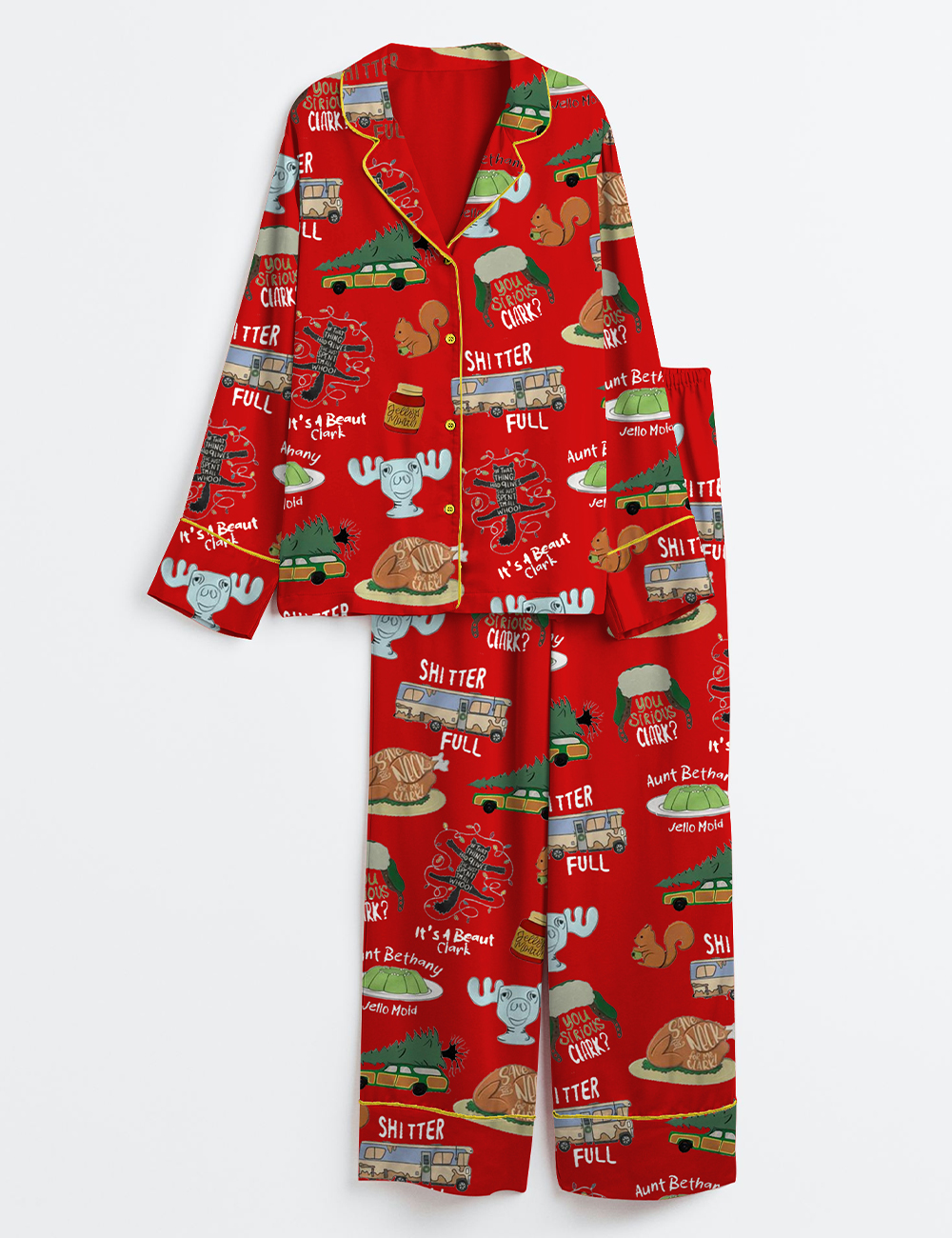 Women's It's A Beaut Clark Christmas Vacation Long Sleeve Satin Pajamas Set - Image 7