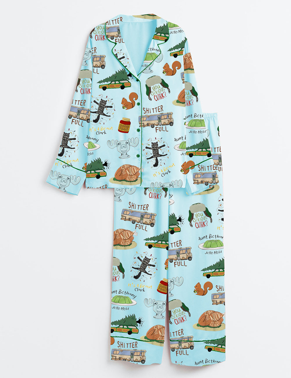 Women's It's A Beaut Clark Christmas Vacation Long Sleeve Satin Pajamas Set - Image 4