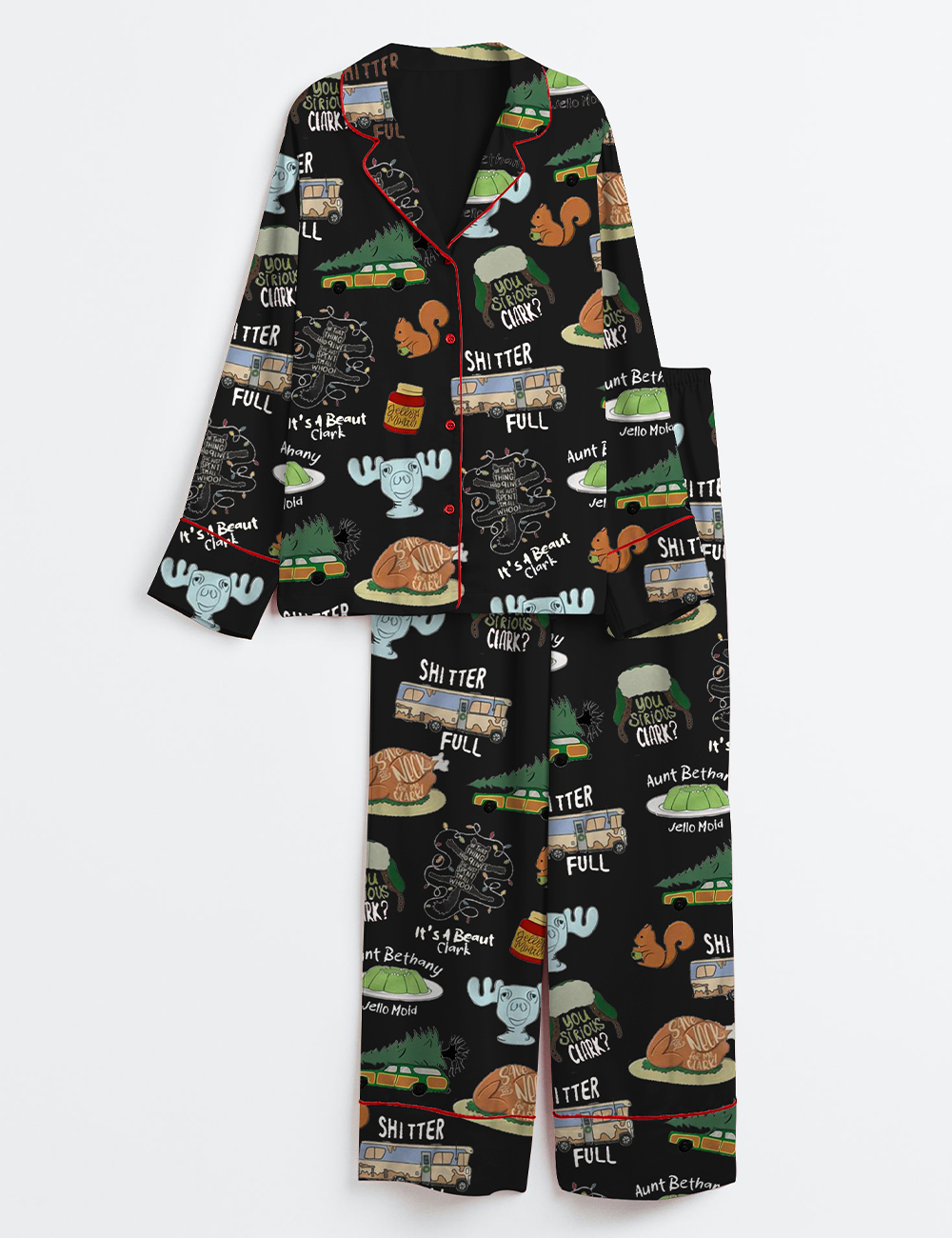 Women's It's A Beaut Clark Christmas Vacation Long Sleeve Satin Pajamas Set - Image 5