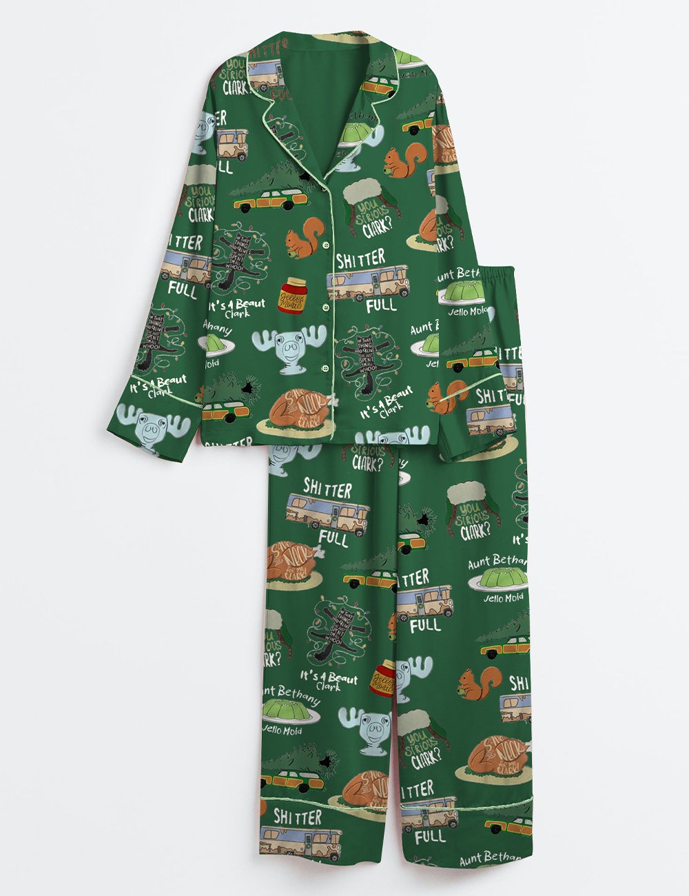 Women's It's A Beaut Clark Christmas Vacation Long Sleeve Satin Pajamas Set - Image 6