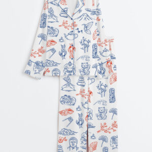 Womenâ€™s Japanese Whimsical Style Long Sleeve Satin Pajama Set