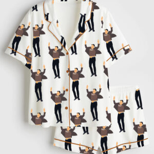 Women's Jumping Musk Short Sleeve Satin Pajama Set