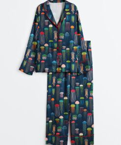 Women's Just Jellies Jellyfish Sea World Long Sleeve Satin Pajama Set