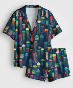 Women's Just Jellies Jellyfish Sea World Short Sleeve Satin Pajama Set