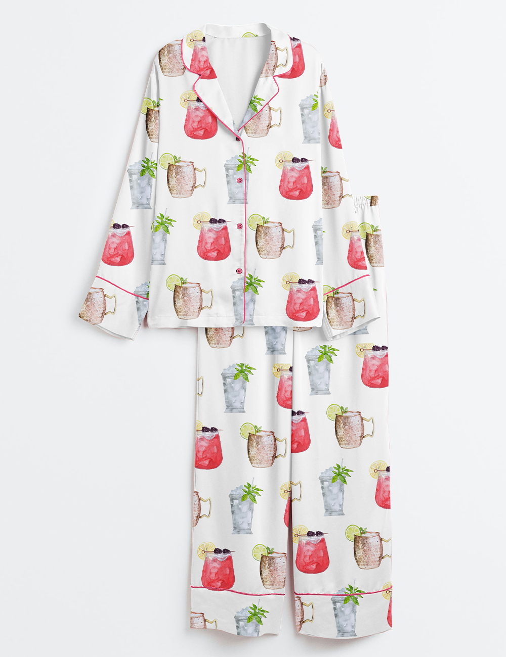 Women's Kentucky Derby 2025 Drink Sign Oaks Lily Cocktails Sign Print Long Sleeve Satin Pajama Set