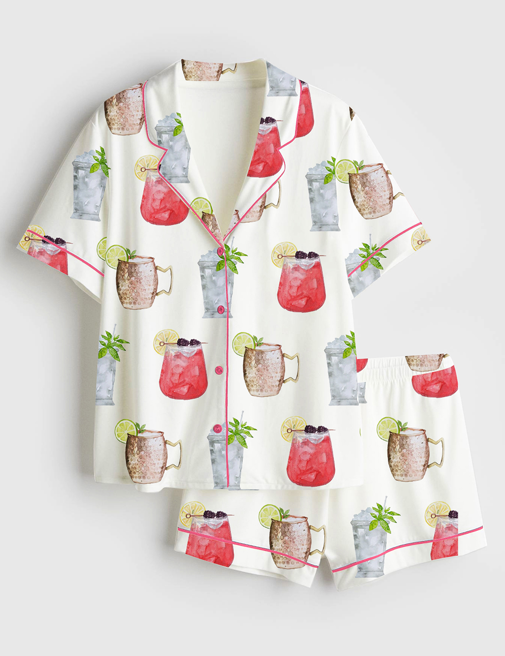 Women's Kentucky Derby 2025 Drink Sign Oaks Lily Cocktails Sign Print Short Sleeve Satin Pajama Set