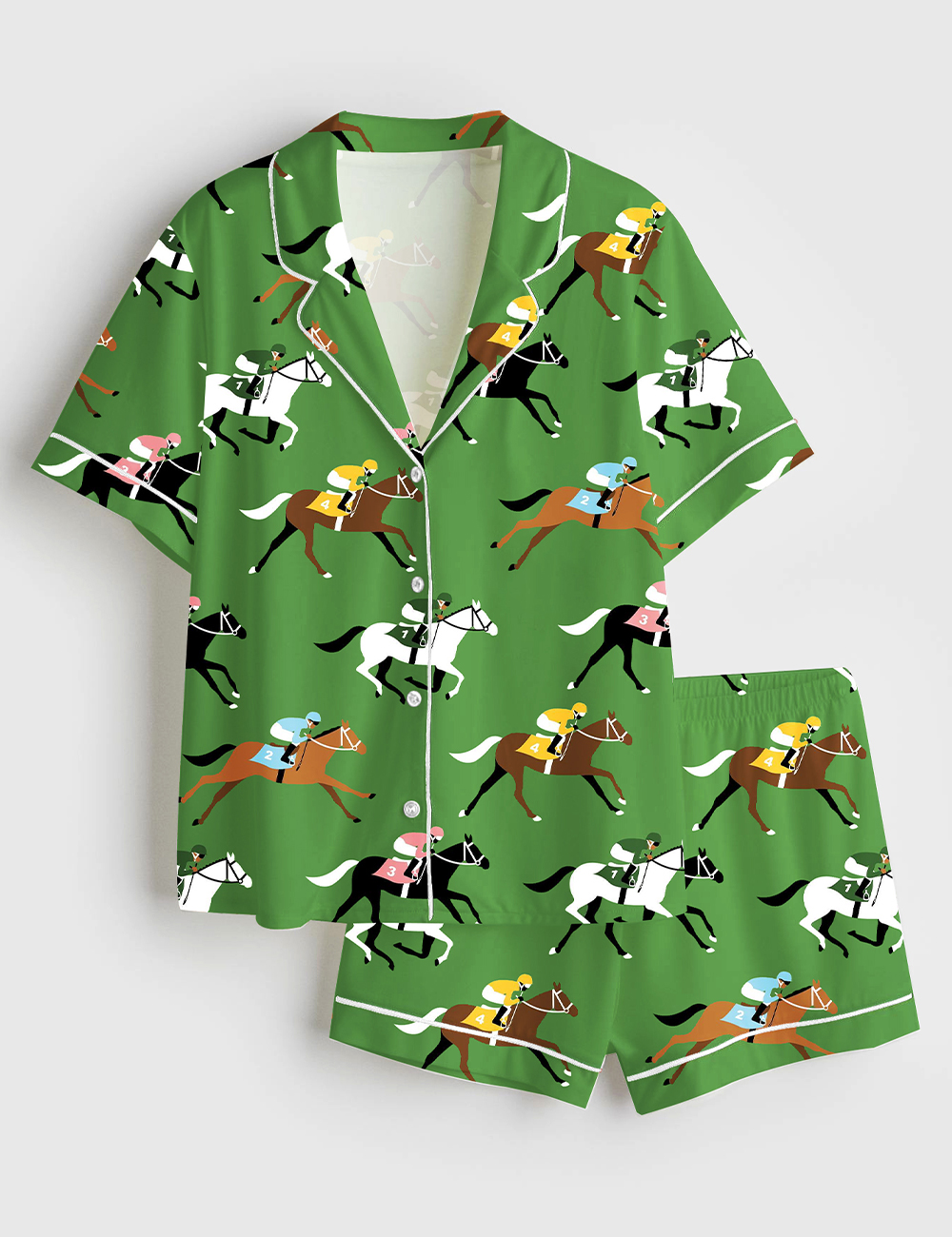 Womenâ€™s Kentucky Derby Day Short Sleeve Satin Pajama Set