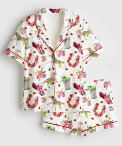Women's Kentucky Derby Western Horse Pattern Short Sleeve Satin Pajama Set