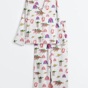 Womenâ€™s  Kentucky Horse Derby Western Long Sleeve Satin Pajama Set