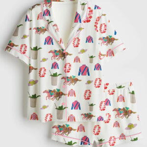 Womenâ€™s Kentucky Horse Derby Western Short Sleeve Satin Pajama Set