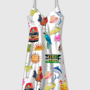 Women's Key West Florida Travel Camisole Satin Pajama Dress