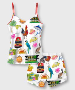 Women's Key West Florida Travel Camisole Satin Pajama Set
