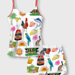 Women's Key West Florida Travel Camisole Satin Pajama Set