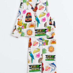 Women's Key West Florida Travel Long Sleeve Satin Pajama Set