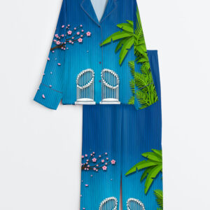 Women's LA Dodgers 2024 2025 World Series Champions Long Sleeve Satin Pajamas Set