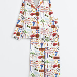 Womenâ€™s Las Vegas Travel Long Sleeve Satin Pajama Set