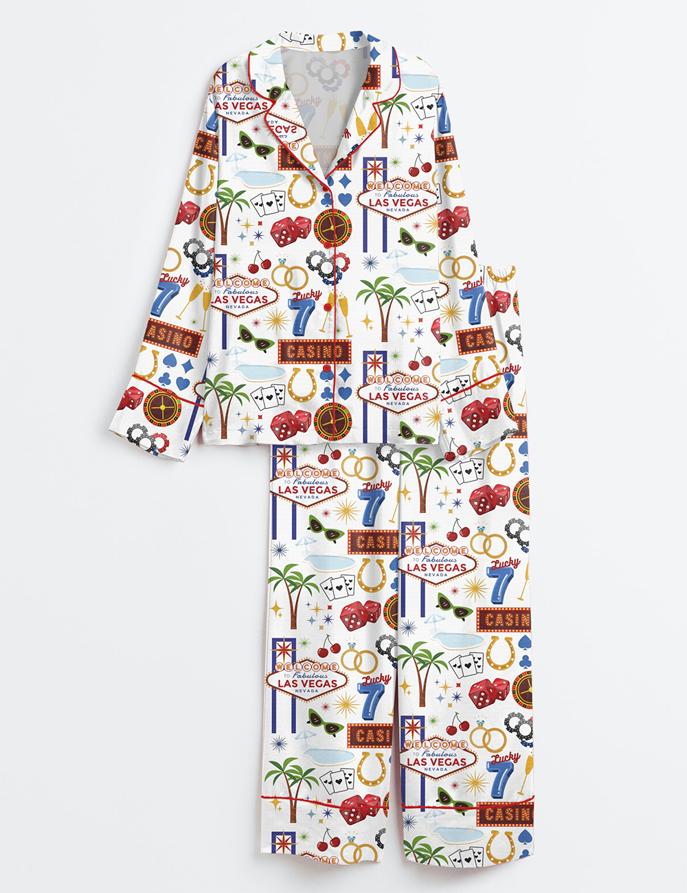 Womenâ€™s Las Vegas Travel Long Sleeve Satin Pajama Set