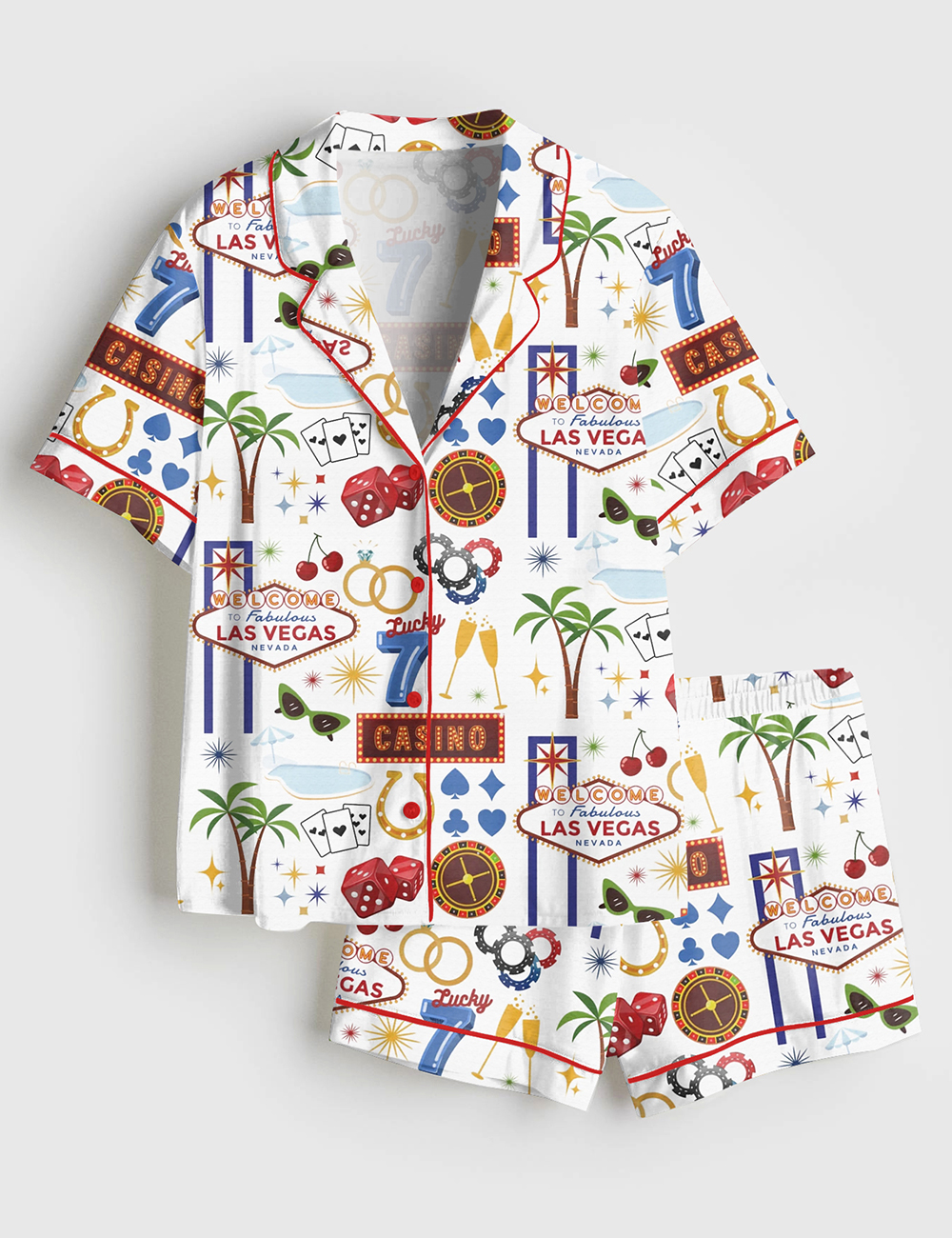 Womenâ€™s Las Vegas Travel Short Sleeve Satin Pajama Set