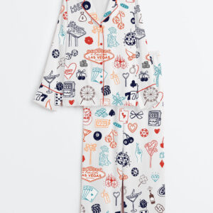 Womenâ€™s Las Vegas Wedding Casino Party Long Sleeve Satin Pajama Set