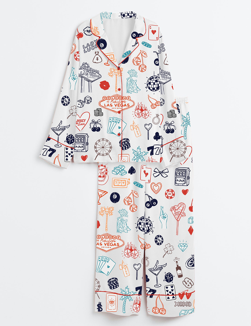 Womenâ€™s Las Vegas Wedding Casino Party Long Sleeve Satin Pajama Set