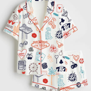 Womenâ€™s Las Vegas Wedding Casino Party Short Sleeve Satin Pajama Set